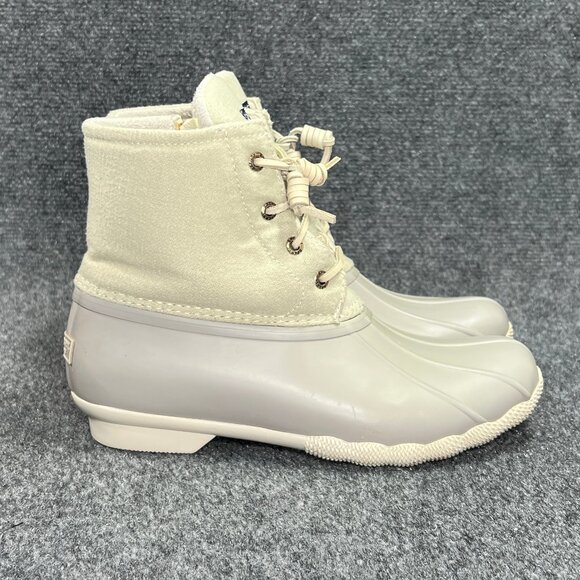 Sperry Waterproof Duck Boots Womens Size 8 Grey Outdoor Lace Up Rain Winter Snow - Picture 1 of 11